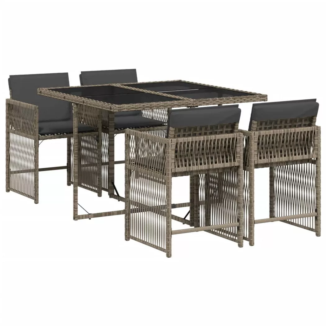 VidaXL - set da pranzo da giardino Polirattan, One Size, Grigio
