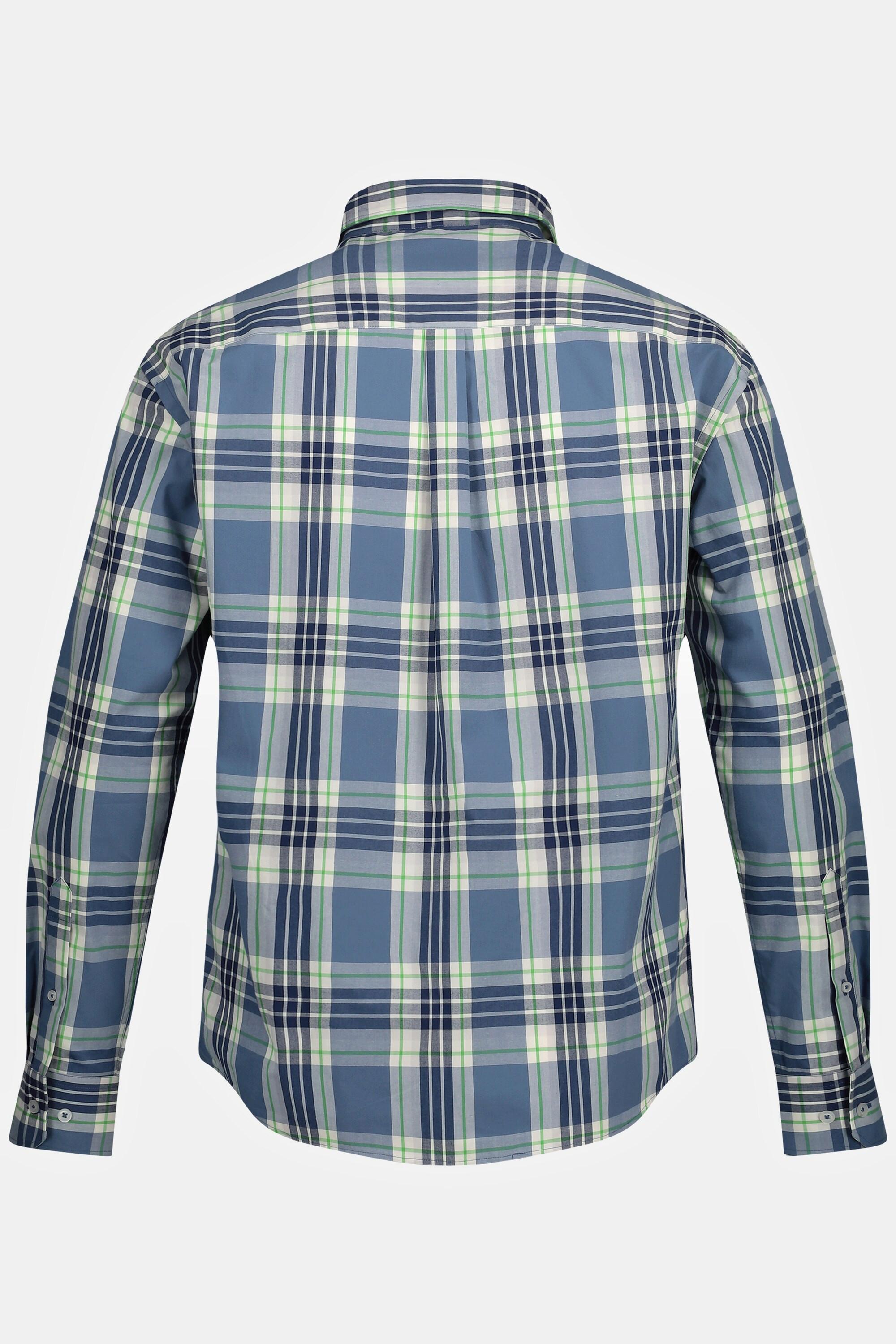 JP1880  Camicia a quadri dalla vestibilità moderna con maniche lunghe e colletto ad apertura inglese blu cobalto 