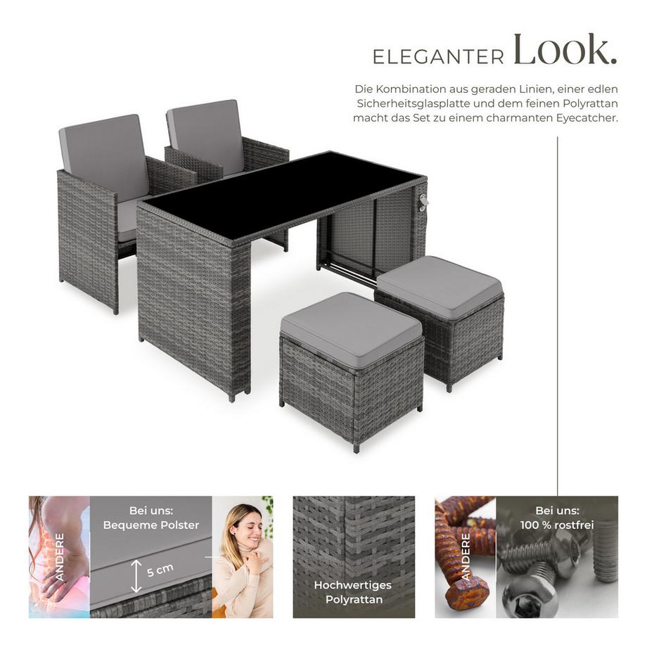 Tectake Rattan Sitzgruppe Palermo für 2 bis 4 Personen widerstandsfähig  