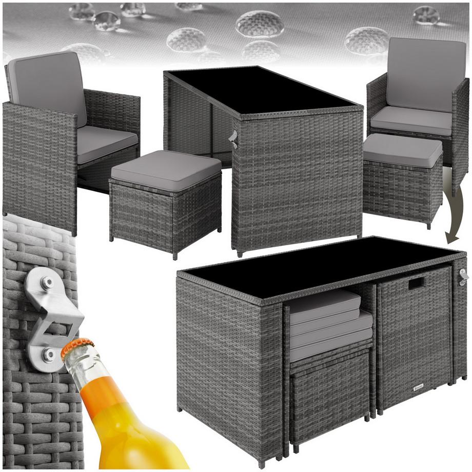 Tectake Rattan Sitzgruppe Palermo für 2 bis 4 Personen widerstandsfähig  