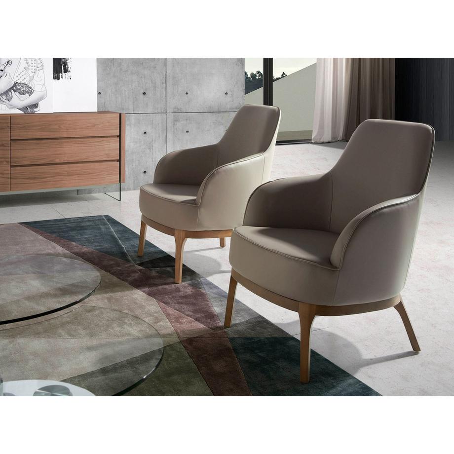 ANGEL CERDA Poltrona girevole in ecopelle grigio taupe  