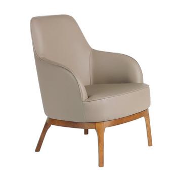 Fauteuil en simili cuir et pieds en bois