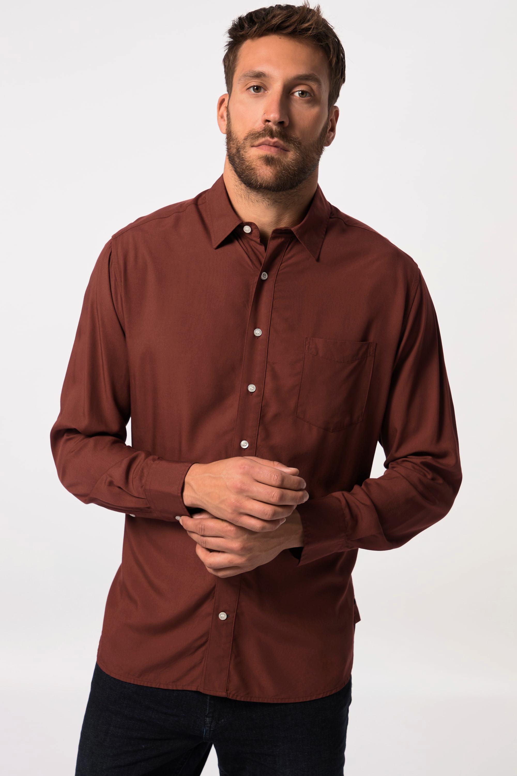 JP1880  Chemise en viscose à manches longues, coupe Modern Fit et col Kent - jusqu'au 8 XL 