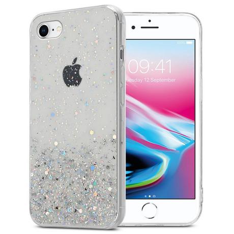 Cadorabo  Housse compatible avec Apple iPhone 7 / 7S / 8 / SE 2020 - Coque de protection en silicone TPU flexible avec paillettes scintillantes 