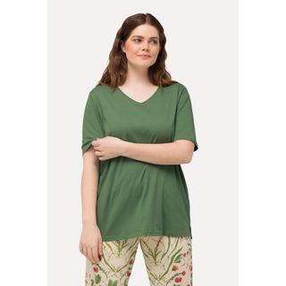 Ulla Popken Maglia pigiama Scollo a V Mezze Maniche Cotone Biologico  