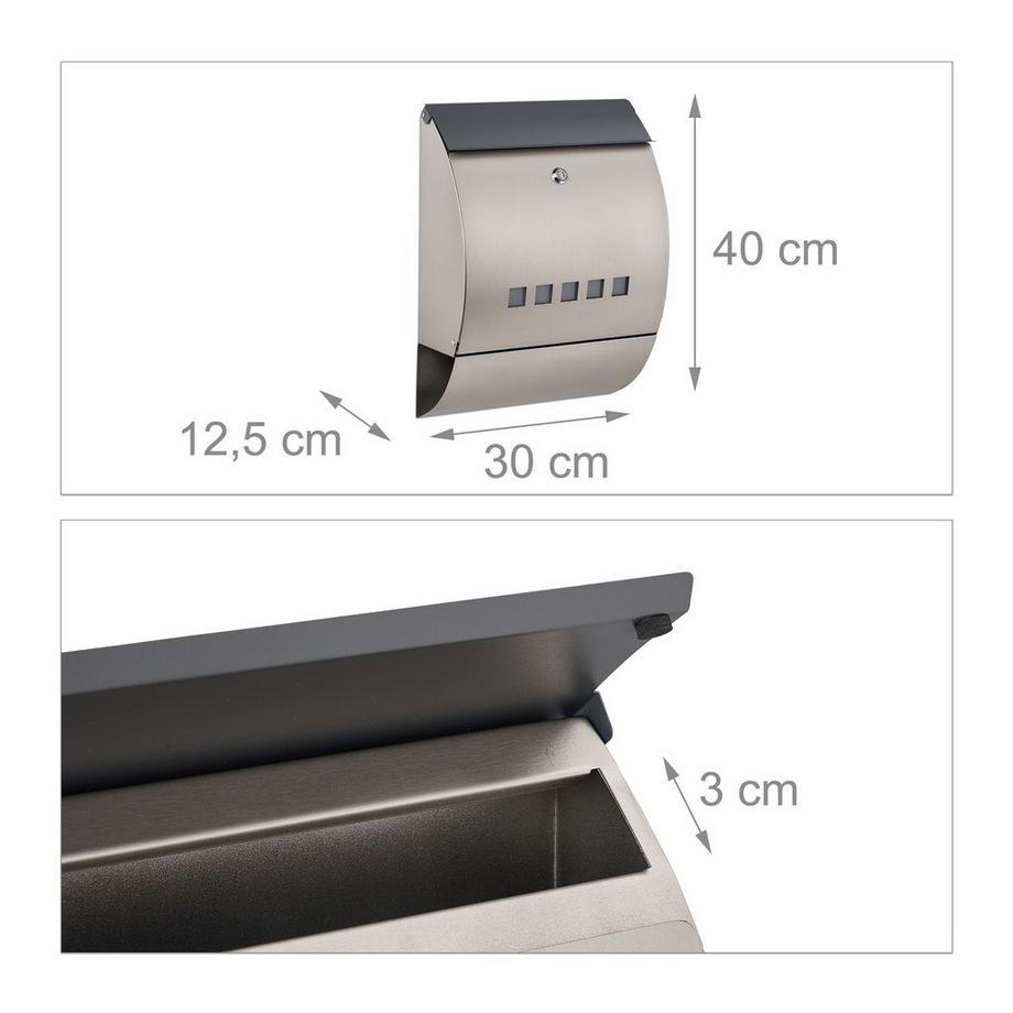 B2X  Edelstahlbriefkasten mit Zeitschriftenfach 