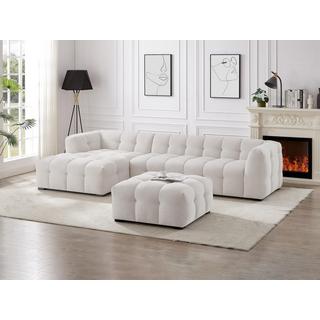 PASCAL MORABITO Ecksofa & Hocker - Ecke links - melierter Stoff - Beige - DILOME von Pascal Morabito  