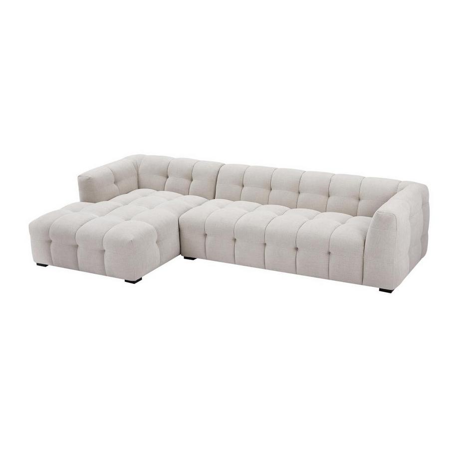 PASCAL MORABITO Canapé d'angle gauche et pouf en tissu chiné beige DILOME de Pascal Morabito  