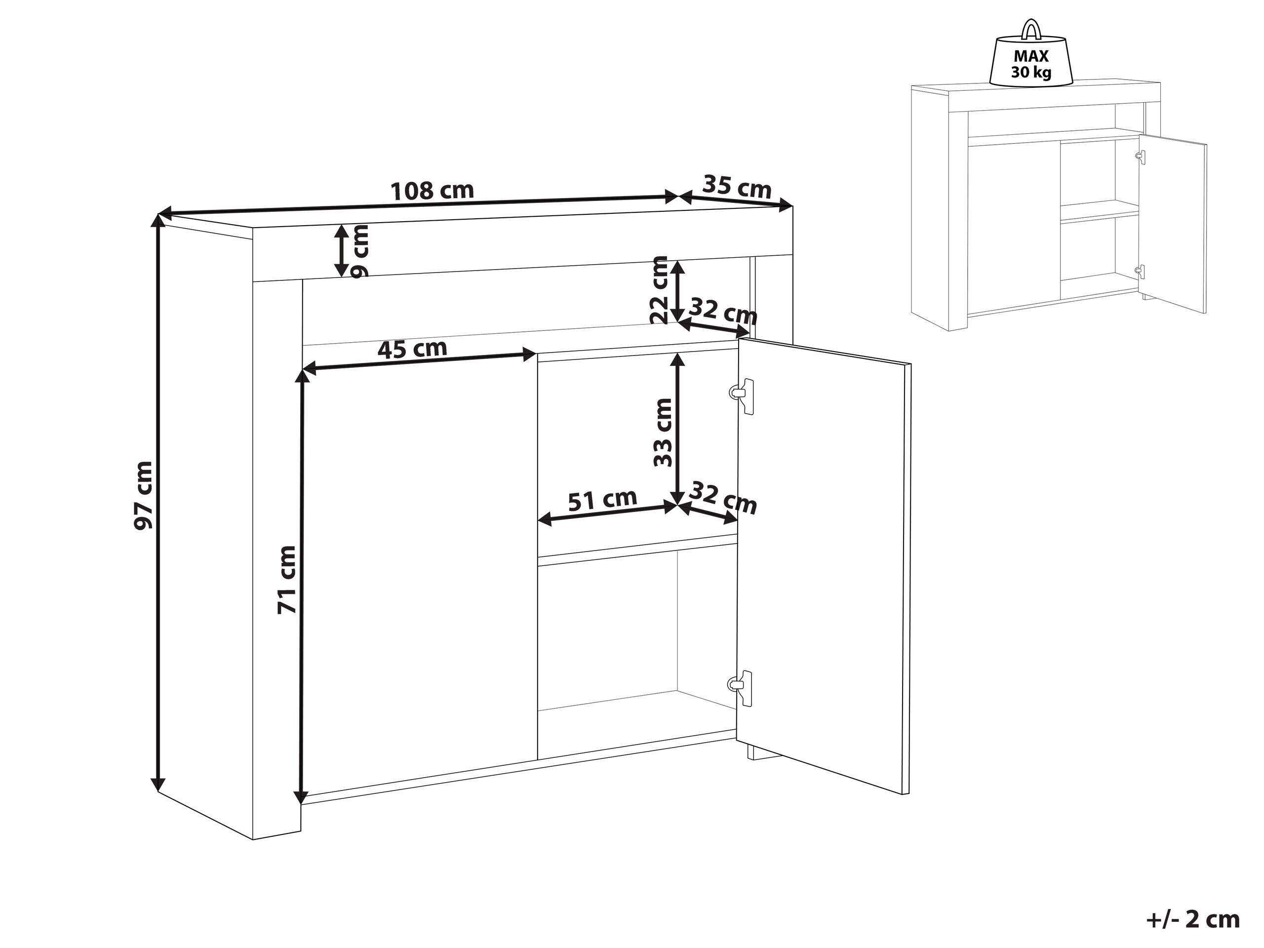 Beliani Commode 2 portes en MDF Moderne COVINA  