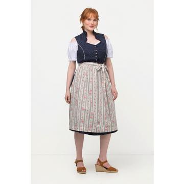 Abito tradizionale Dirndl con taglio smanicato, bottoni decorativi e scollo a cuore