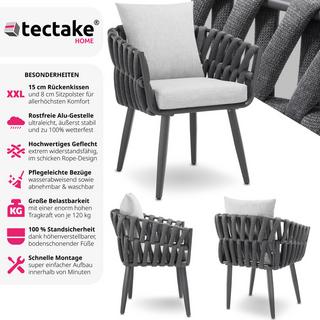 Tectake Set di 2 sedie Lugano design a corda con telaio in alluminio  