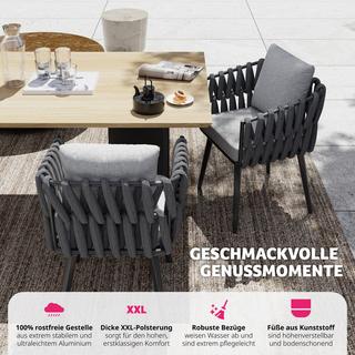 Tectake Set di 2 sedie Lugano design a corda con telaio in alluminio  