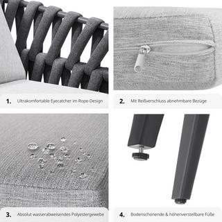 Tectake Lot de 2 chaises de jardin LUGANO avec cadre en aluminium  