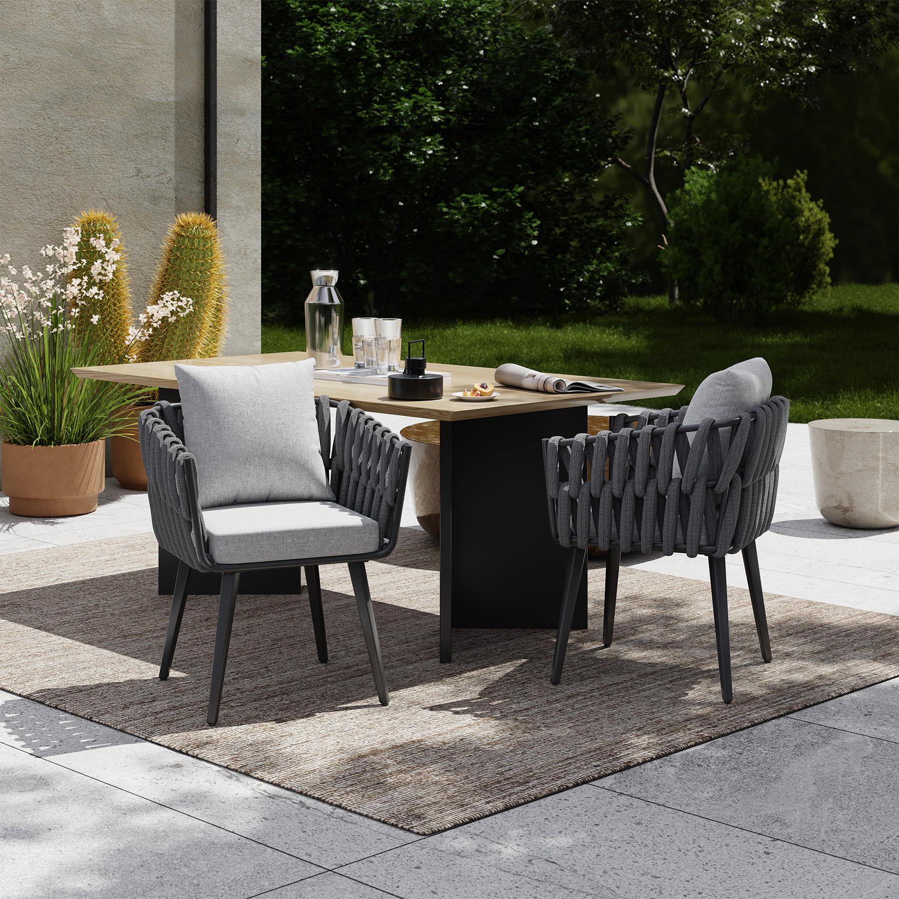 Tectake Lot de 2 chaises de jardin LUGANO avec cadre en aluminium  