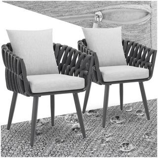 Tectake Lot de 2 chaises de jardin LUGANO avec cadre en aluminium  