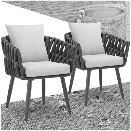 Tectake Lot de 2 chaises de jardin LUGANO avec cadre en aluminium  