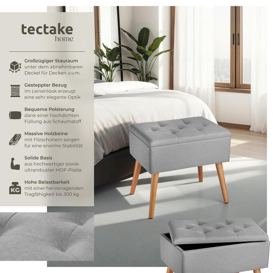 Tectake Panchina Ranya con imbottitura in tessuto effetto lino  