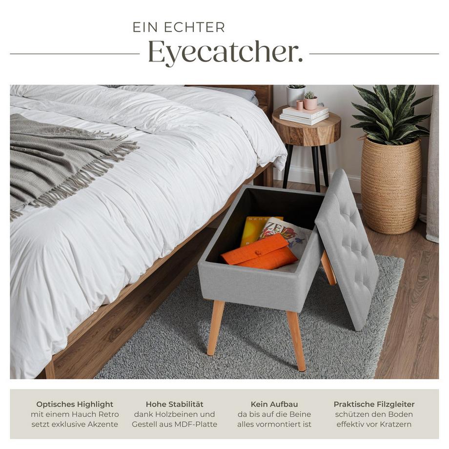 Tectake Panchina Ranya con imbottitura in tessuto effetto lino  