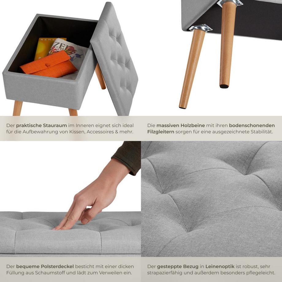 Tectake Panchina Ranya con imbottitura in tessuto effetto lino  