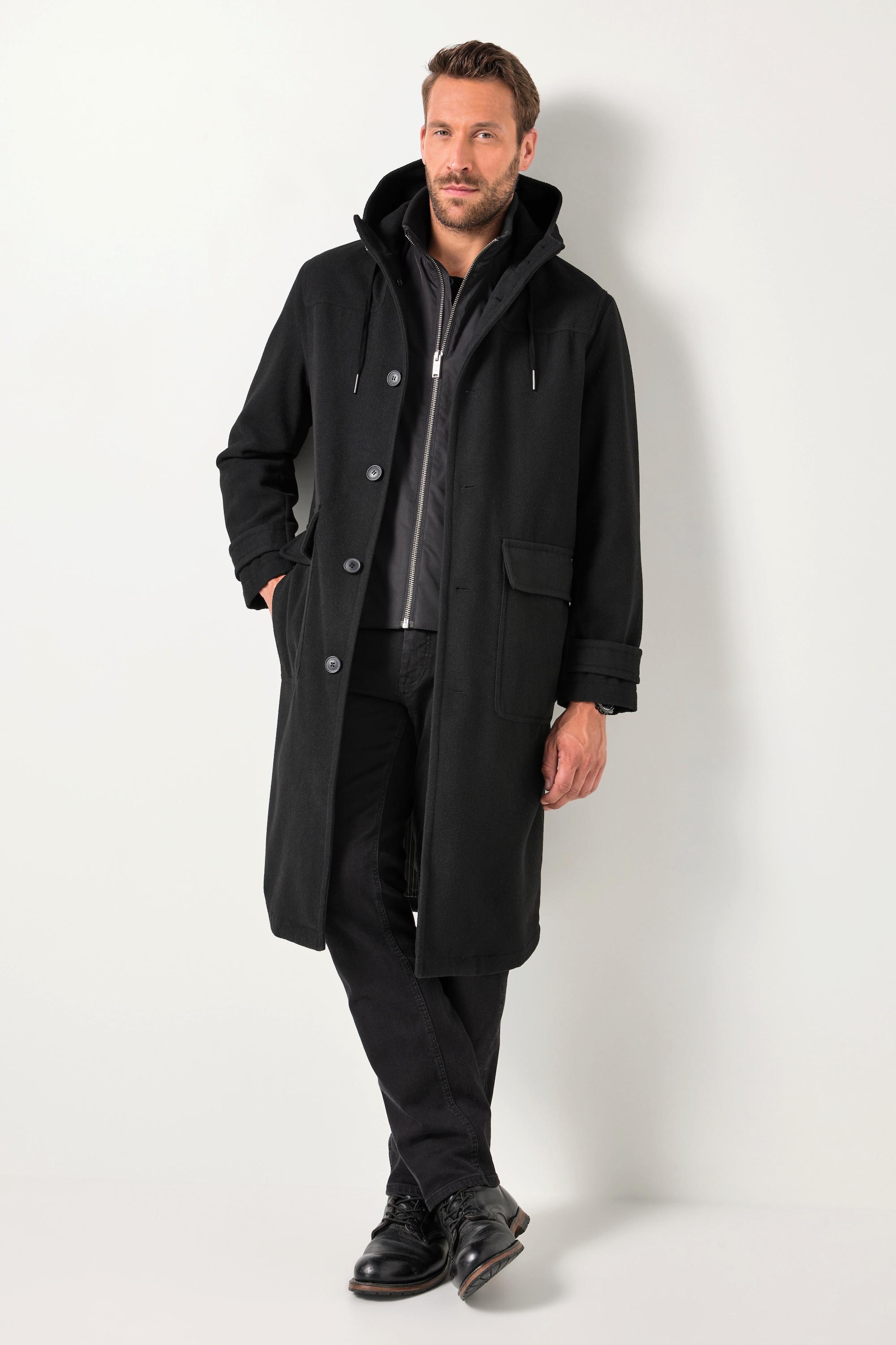 JP1880 Wolloptik Funktionsmantel Wasserabweisend Kapuze Zipper  