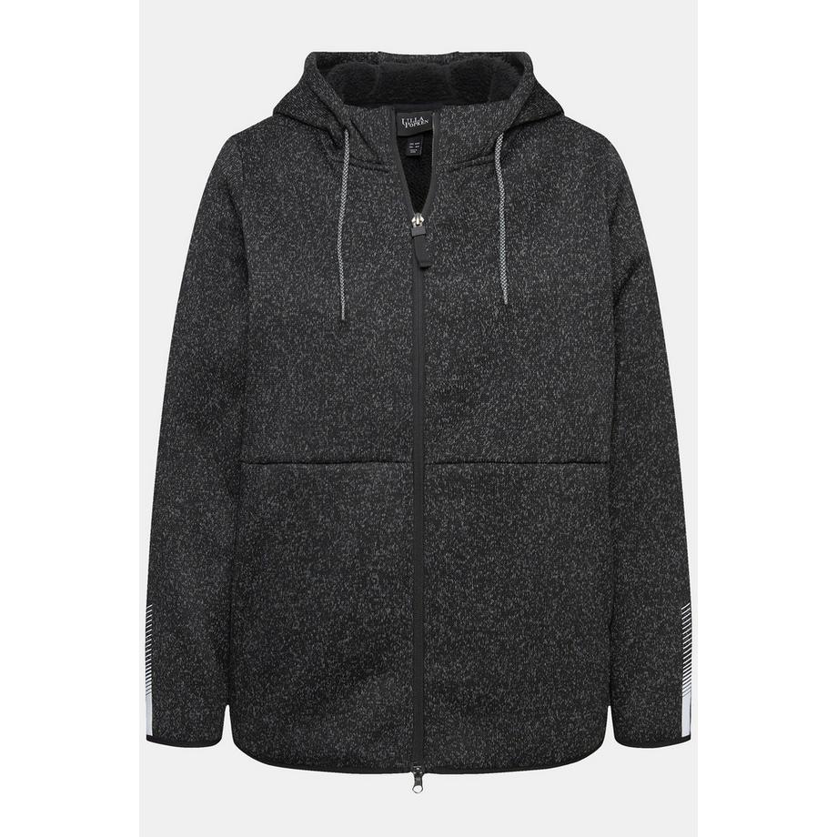 Ulla Popken Giacca in pile lavorato a maglia con fodera in pile teddy cerniera a doppio cursore e stampa riflettente  