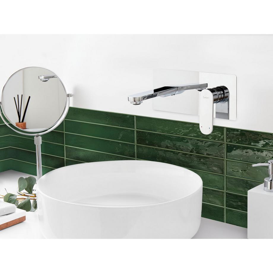 Beliani rubinetto miscelatore da parete per lavabo en Ottone  CHUNGARA  