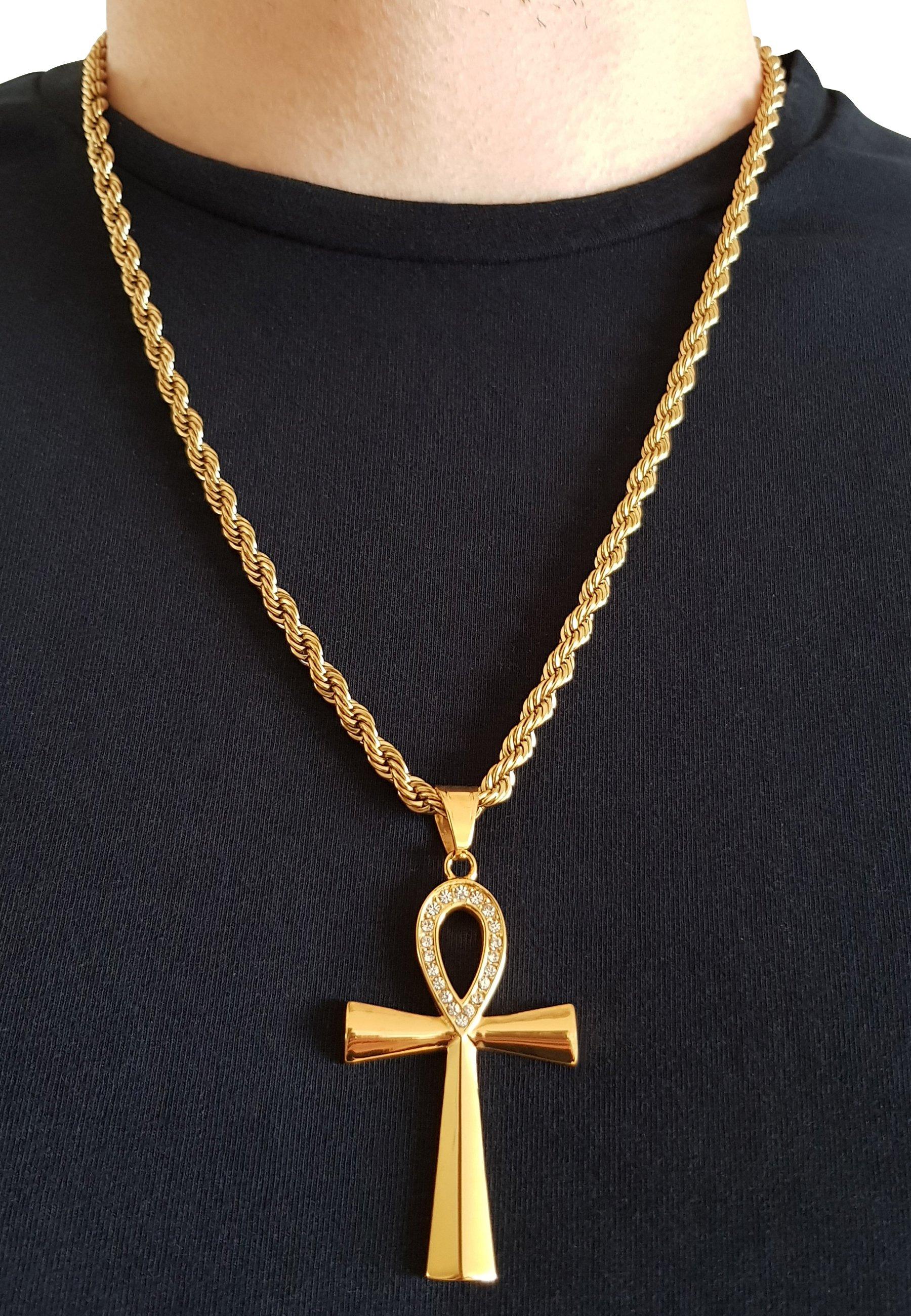 HEBE JEWELS  Chaîne de croix Ankh égyptienne, HIP-HOP-STYLE 