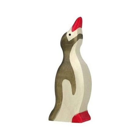 Holztiger  Pinguin, klein, Kopf hoch 