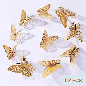 12 Stück 3D Schmetterlinge Wand Sticker Deko