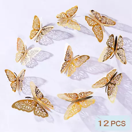 Cover-Discount 12 pièces sticker mural Papillons 3D Déco