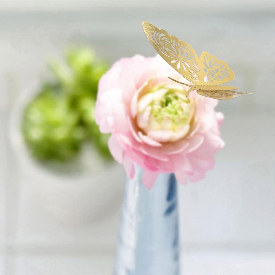 Cover-Discount 12 pièces 3D papillons stickers muraux déco or  