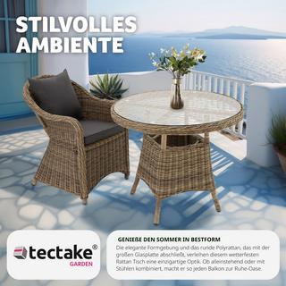 Tectake Table de jardin en aluminium avec plateau en verre 91x73,5cm  