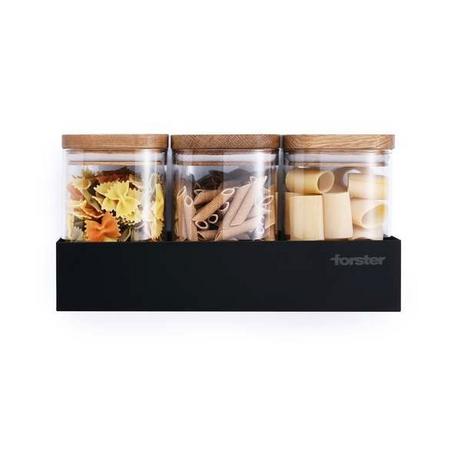 Forster Home Magnetisches Vorratsregal inkl. 3 Glasbehältern Eiche  