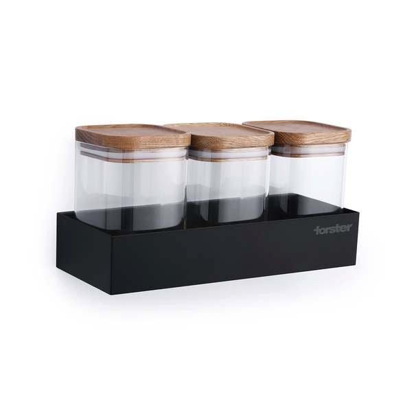 Forster Home Magnetisches Vorratsregal inkl. 3 Glasbehältern Eiche  