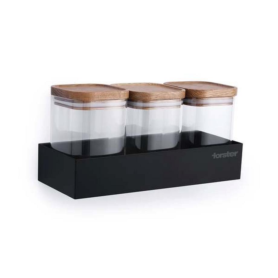 Forster Home Magnetisches Vorratsregal inkl. 3 Glasbehältern Eiche  