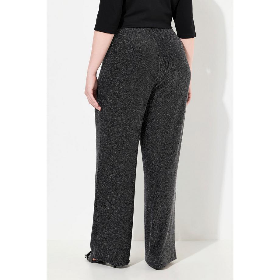Ulla Popken Pantalon en jersey à paillettes jambe droite  