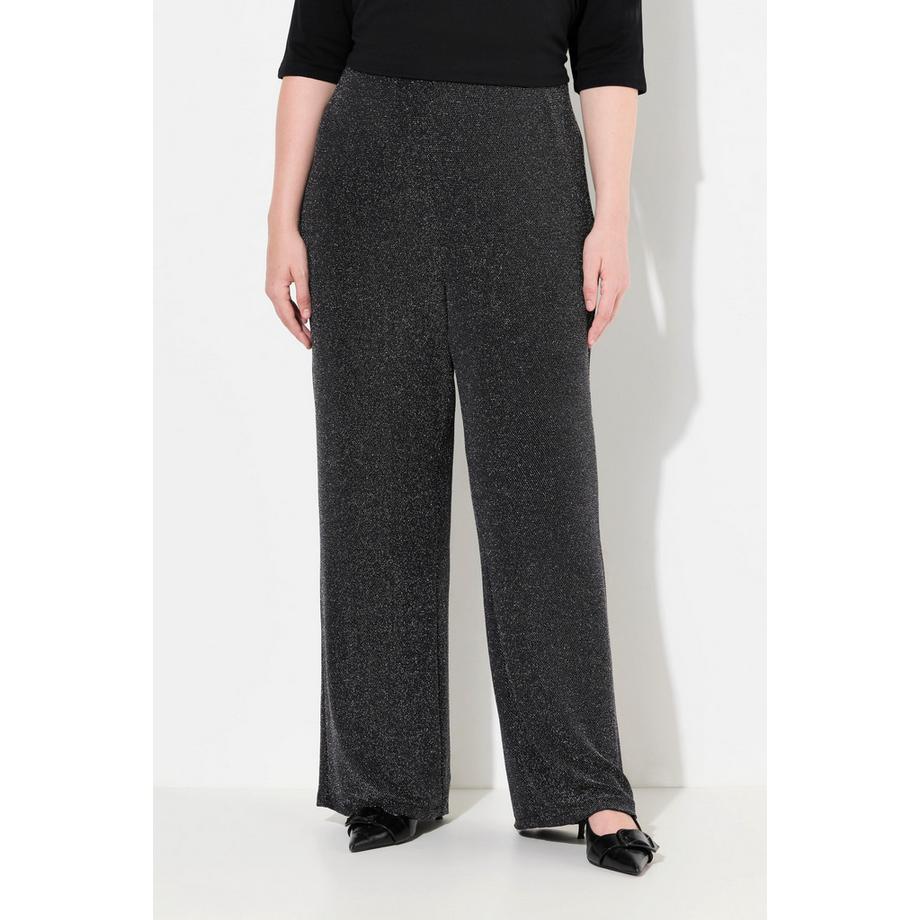 Ulla Popken Pantalon en jersey à paillettes jambe droite  