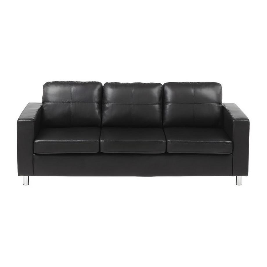 Vente-unique Canapés 3 places 2 places et un fauteuil en simili ACKLEY - Noir  