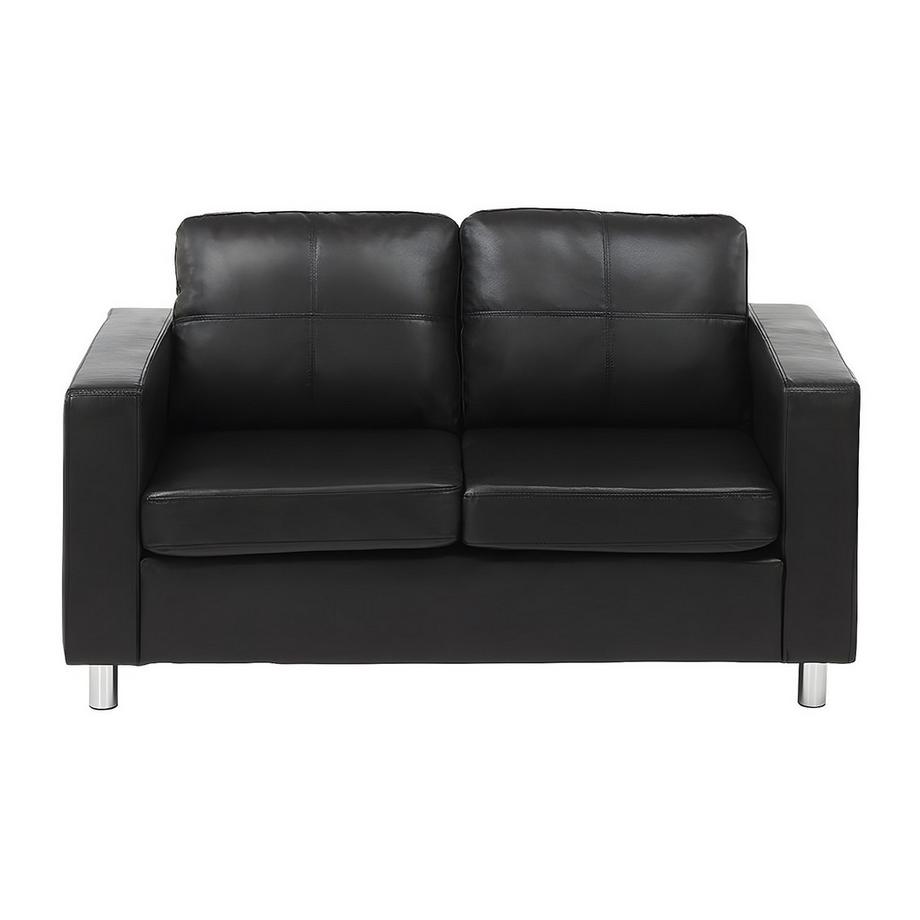 Vente-unique Canapés 3 places 2 places et un fauteuil en simili ACKLEY - Noir  