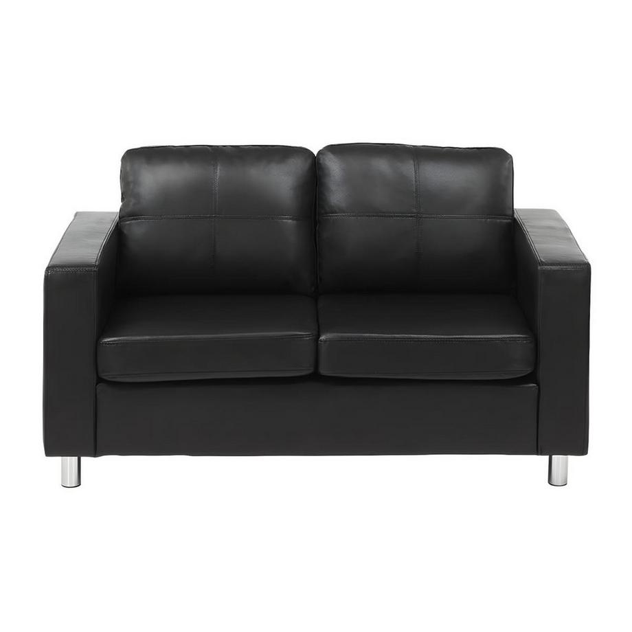 Vente-unique Canapés 3 places 2 places et un fauteuil en simili ACKLEY - Noir  