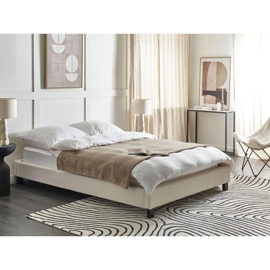 Beliani Lit sans tête de lit en Bouclé Scandinave ROANNE  