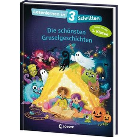 Lesenlernen in 3 Schritten - Die schönsten Gruselgeschichten Loewe Erstlesebücher (Hrsg.) Copertina rigida 