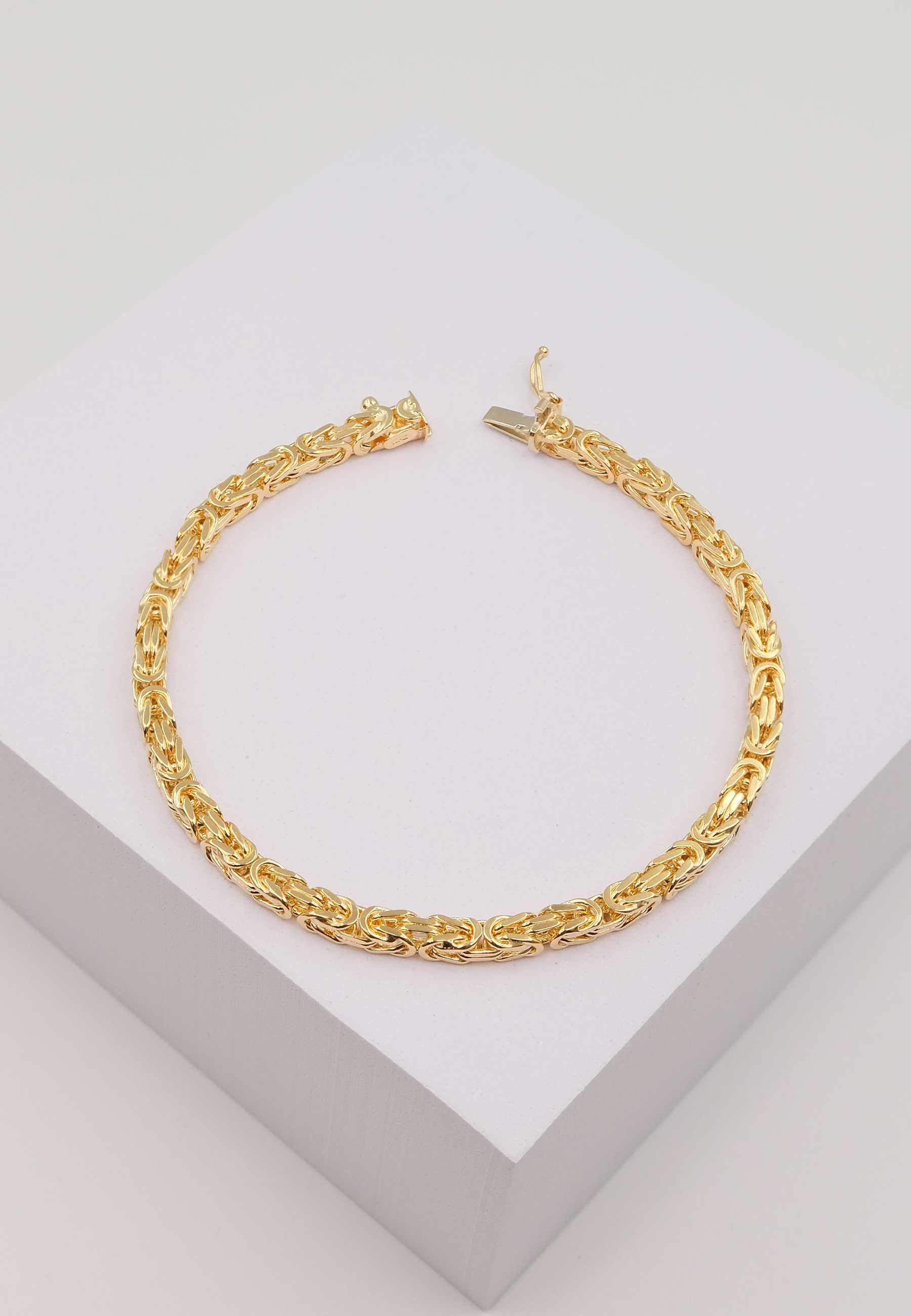 MUAU Schmuck  Bracelet chaine de roi classique en or jaune 750, 19cm, 3,5mm 