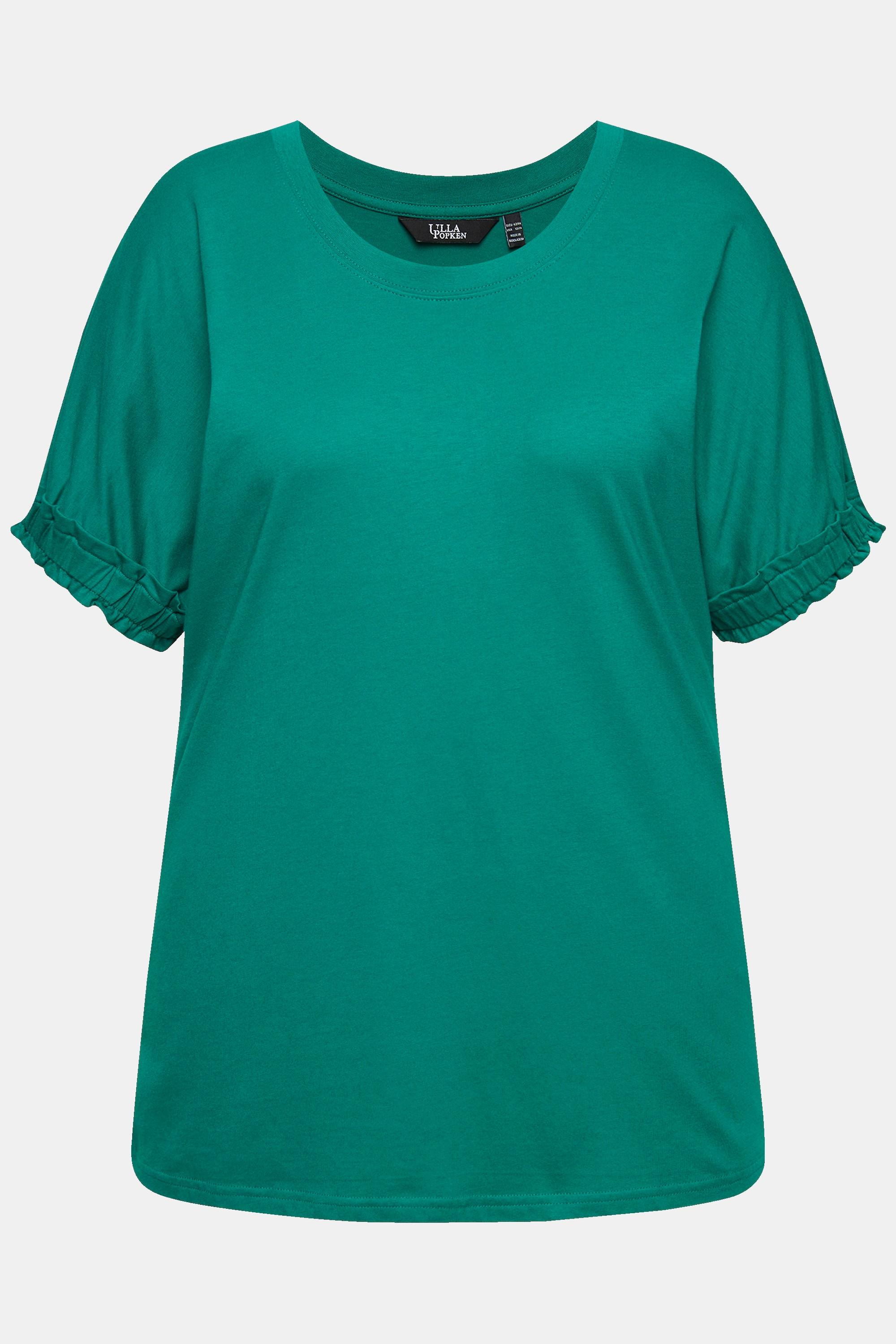 Ulla Popken  T-shirt con modal e mezze maniche con ruche 