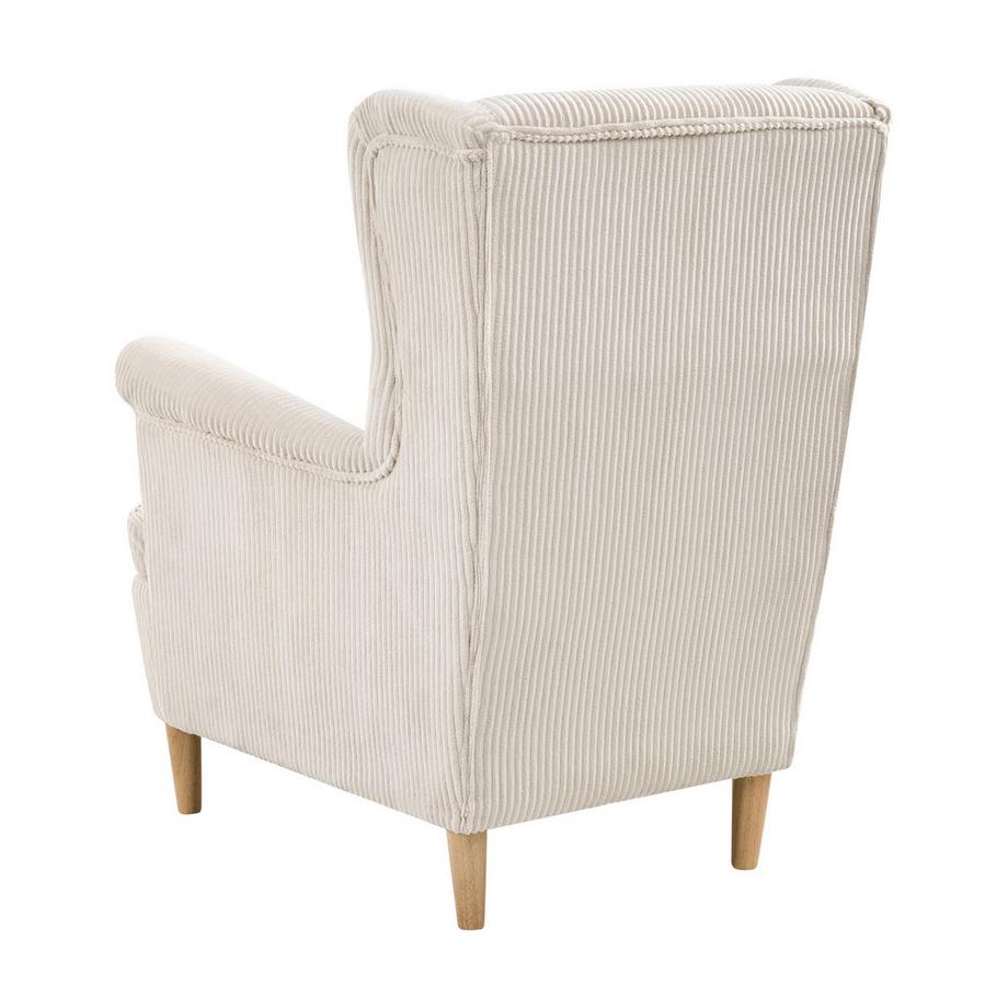 Beliani Fauteuil à oreilles en Velours côtelé Rétro ABSON  