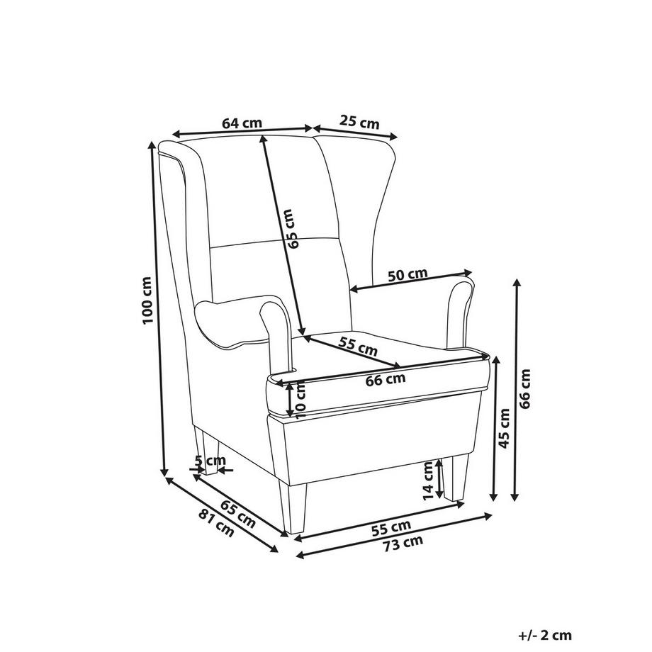 Beliani Fauteuil à oreilles en Velours côtelé Rétro ABSON  