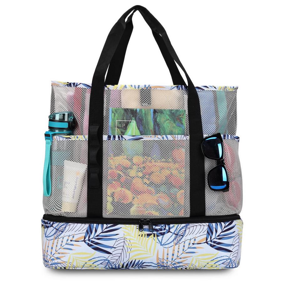 Mesh Beach Bag Large Foldable mit wasserdichter Kühltasche