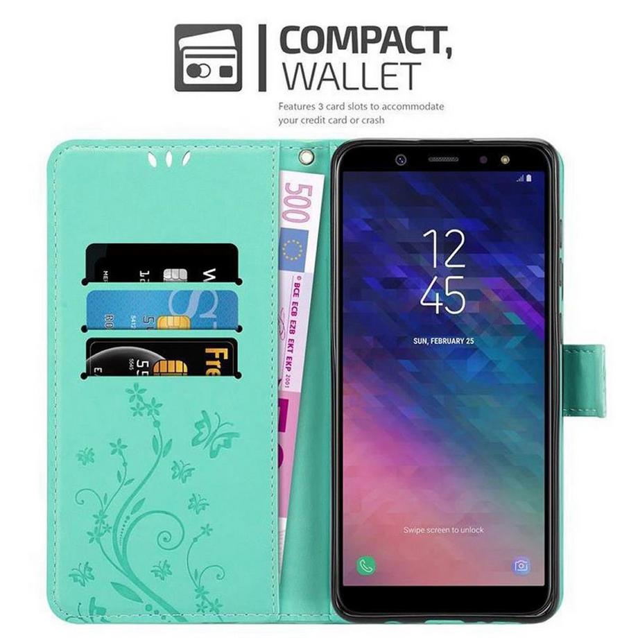 Cadorabo  Housse compatible avec Samsung Galaxy A6 2018 - Coque de protection au design floral avec fermeture magnétique, fonction de support et emplacements pour cartes 