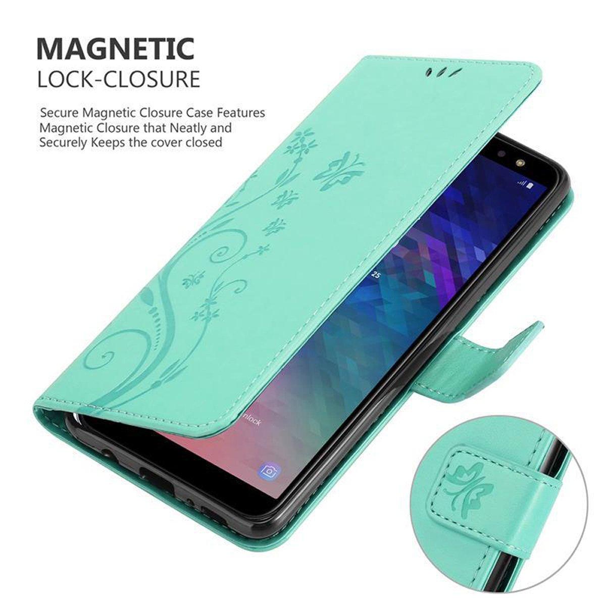 Cadorabo  Housse compatible avec Samsung Galaxy A6 2018 - Coque de protection au design floral avec fermeture magnétique, fonction de support et emplacements pour cartes 