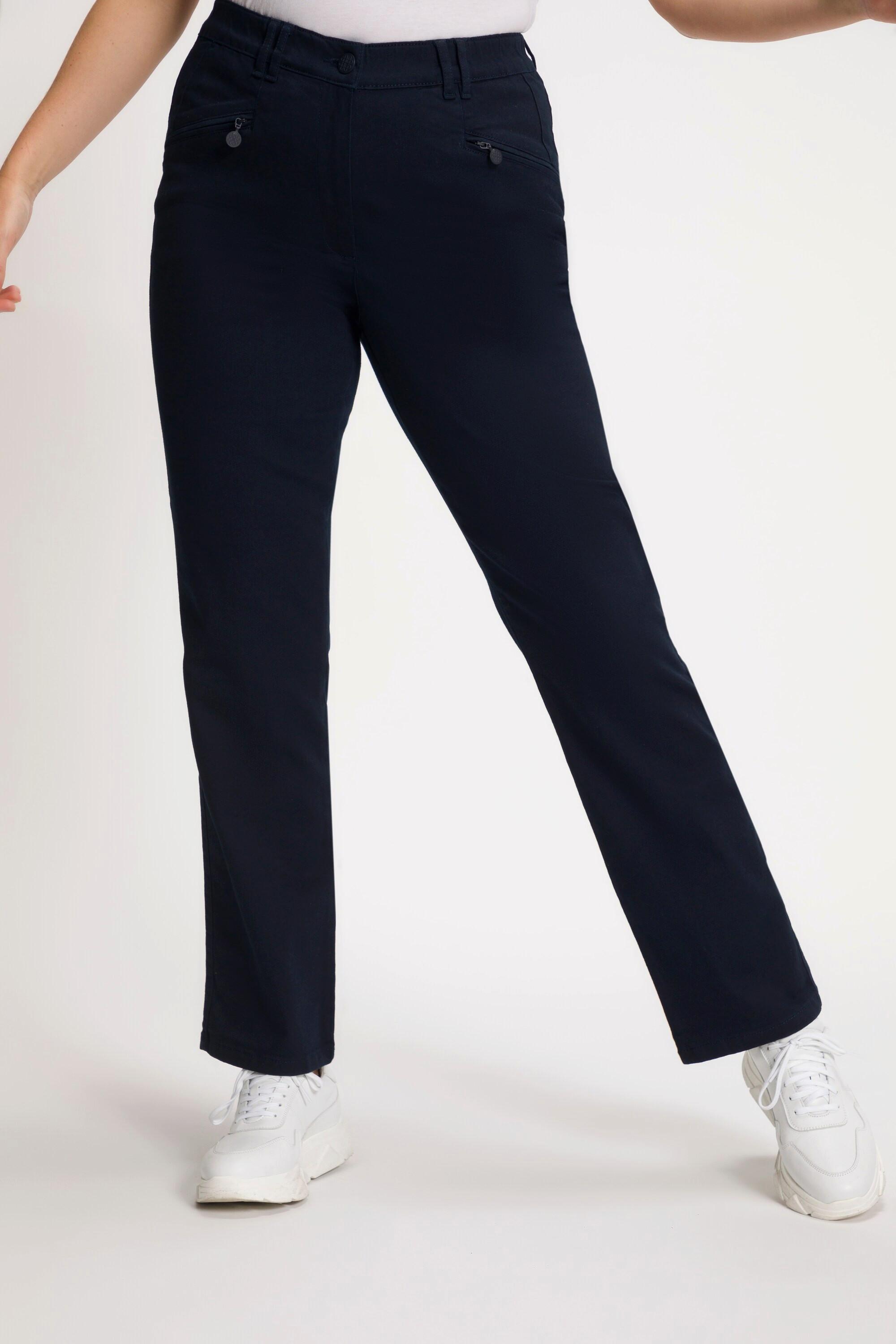 Ulla Popken  Pantalon Mony, collection Basic. Teinture grand teint longue durée. Coupe carotte 